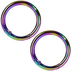 HUYANDOO 2 Pack Metal O Rings Keychain Clip, Round Carabiner Clip Snap for Keyrings Buckle, Bags, Purses(QB Colorful 2 Pack 1 Inch) HUYANDOO 2 Pack Metal O Rings Keychain Clip, Round Carabiner Clip Snap for Keyrings Buckle, Bags, Purses(QB Colorful 2 Pack 1 Inch)