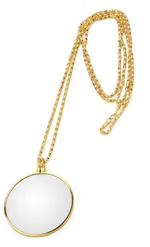 Magnifying Glass Necklace Monocle, 5X Necklace Magnifier with 1.6 inch Glass Lens and 35.4 inch Long Chain, Magnifying Pendant Eyepiece for Library, Reading (Gold) Magnifying Glass Necklace Monocle, 5X Necklace Magnifier with 1.6 inch Glass Lens and 35.4 inch Long Chain, Magnifying Pendant Eyepiece for Library, Reading (Gold)