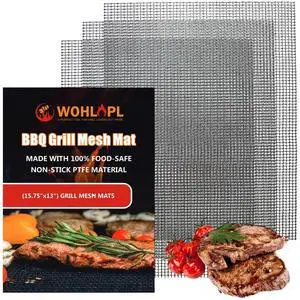 WOHLOPL Grill Mesh Mat for Outdoor Grilling, Non-Stick BBQ Grill Mat Resuable and Easy to Clean, Works on Gas, Charcoal, Electric Grill 15.7x13 Inch (3 pcs) WOHLOPL Grill Mesh Mat for Outdoor Grilling, Non-Stick BBQ Grill Mat Resuable and Easy to Clean, Works on Gas, Charcoal, Electric Grill 15.7x13 Inch (3 pcs)