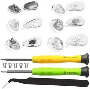 Screw-in Eyeglass Nose Pads, Glasses Nose Pads Replacement Kit, 12 Pairs of Soft Silicone Nose Pads for Eye Glasses, Sunglasses and Presbyopes Screw-in Eyeglass Nose Pads, Glasses Nose Pads Replacement Kit, 12 Pairs of Soft Silicone Nose Pads for Eye Glasses, Sunglasses and Presbyopes