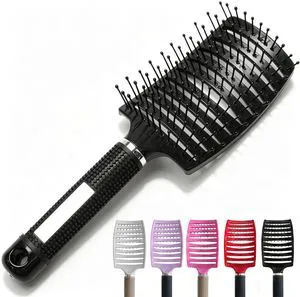 Hairbrush, Soft Bristle Detangling Hair Brush for Curly Wavy Straight, Wet Dry, Thick Fine Hair, Ergonomic Curved Hair Brushes for Women Men Kids (Black) Hairbrush, Soft Bristle Detangling Hair Brush for Curly Wavy Straight, Wet Dry, Thick Fine Hair, Ergonomic Curved Hair Brushes for Women Men Kids (Black)