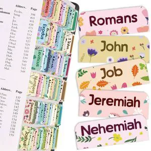 75 Bible Tabs,Easy Navigation and Quick Reference,Little Flower | 66 Personalized Scripture Index Tabs and 9 Blank Labels Tear-Resistant,Large Print and Laminated Labels for Women&Men 75 Bible Tabs,Easy Navigation and Quick Reference,Little Flower | 66 Personalized Scripture Index Tabs and 9 Blank Labels Tear-Resistant,Large Print and Laminated Labels for Women&Men