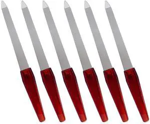 Nail File (6 Pcs), Metal Nail Files for Natural Nails Made of Stainless Steel with Sharp Pointed Tip Non Slip Handle, Double Sided Sapphire Grit Fingernails Filers Sword Brown Nail File (6 Pcs), Metal Nail Files for Natural Nails Made of Stainless Steel with Sharp Pointed Tip Non Slip Handle, Double Sided Sapphire Grit Fingernails Filers Sword Brown