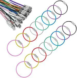 16 Pcs Wire Keychain Cable, 6.14 Inches Stainless Cable Key Ring, colorful wire key ring for luggage tag loops and Keyrings-8 Color 16 Pcs Wire Keychain Cable, 6.14 Inches Stainless Cable Key Ring, colorful wire key ring for luggage tag loops and Keyrings-8 Color