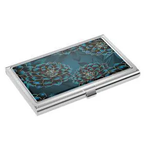 Rouidr Business Card Holder, Small Business Card Case, Slim Metal Business Card Organizer, Pocket Name Card Holder Wallet for Men Women, Blue Flowers Rouidr Business Card Holder, Small Business Card Case, Slim Metal Business Card Organizer, Pocket Name Card Holder Wallet for Men Women, Blue Flowers