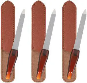 3PCS Metal Nail File, Professional Stainless Steel Nail File | Double-Sided Coarse Fine Metal File with Brown Storage Bags for Natural Gel Acrylic Nails, Manicure Pedicure Tool (5 Inch) 3PCS Metal Nail File, Professional Stainless Steel Nail File | Double-Sided Coarse Fine Metal File with Brown Storage Bags for Natural Gel Acrylic Nails, Manicure Pedicure Tool (5 Inch)