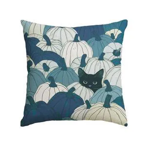 Fall Pumpkin Black Cat Blue Throw Pillow Cover 18x18 Inch | Seasonal Autumn Thanksgiving Harvest Decoration for Sofa Couch Farmhouse Living Room Decor Fall Pumpkin Black Cat Blue Throw Pillow Cover 18x18 Inch | Seasonal Autumn Thanksgiving Harvest Decoration for Sofa Couch Farmhouse Living Room Decor