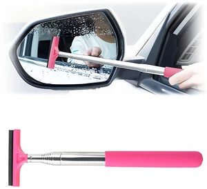 Car Rear View Mirror Wiper, 38.58 In Handle Car Window Squeegee, Retractable Auto Glass Squeegee, Portable Mirror Cleaner Tool for Auto Glass Water Removal Fog Snow (Pink) Car Rear View Mirror Wiper, 38.58 In Handle Car Window Squeegee, Retractable Auto Glass Squeegee, Portable Mirror Cleaner Tool for Auto Glass Water Removal Fog Snow (Pink)