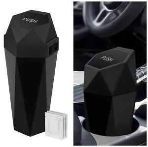 Car Trash Can with Lid, Mini Leakproof Fragrance Vehicle Cup Holder Garbage Bin for Console Door, Small Portable Auto Interior Dustbin Organizer Accessories, Universal Fit (Black) Car Trash Can with Lid, Mini Leakproof Fragrance Vehicle Cup Holder Garbage Bin for Console Door, Small Portable Auto Interior Dustbin Organizer Accessories, Universal Fit (Black)