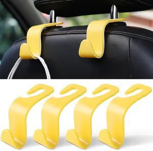 Car Seat Headrest Hook, Car Headrest Hidden Hook, 4 Pack Universal Auto Car Back Seat Hook Organizer for Purse Coat, Car Interior Accessories (Yellow) Car Seat Headrest Hook, Car Headrest Hidden Hook, 4 Pack Universal Auto Car Back Seat Hook Organizer for Purse Coat, Car Interior Accessories (Yellow)