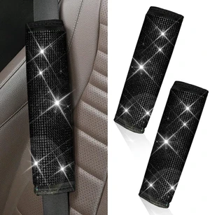 2PCS Bling Car Seat Belt Covers, Rhinestone Crystal Vehicle Seat Strap Cushion, Glitter Car Seatbelt Shoulder Protection Pad, Auto Interior Decoration Accessory for Cars, Trucks (Black) 2PCS Bling Car Seat Belt Covers, Rhinestone Crystal Vehicle Seat Strap Cushion, Glitter Car Seatbelt Shoulder Protection Pad, Auto Interior Decoration Accessory for Cars, Trucks (Black)