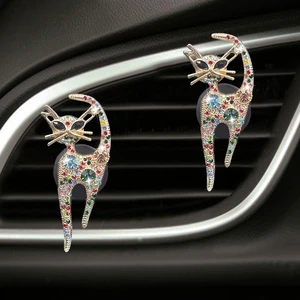 2PCS Car Vent Clips, Bling Cat Air Conditioning Outlet Clip, Crystal Rhinestone Auto Diffuser Perfume Clip, Cute Car Accessories for Women, Vehicle Interior Decoration (Colorful) 2PCS Car Vent Clips, Bling Cat Air Conditioning Outlet Clip, Crystal Rhinestone Auto Diffuser Perfume Clip, Cute Car Accessories for Women, Vehicle Interior Decoration (Colorful)
