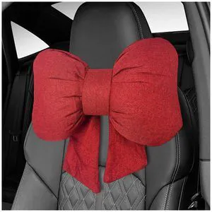 Bow Car Headrest Pillow, Bow-Shaped Car Headrest Cushion Cute Interior Decor with Elastic Buckle, Breathable Comfortable Seat Neck Support Pillow for Auto Office Travel (Red) Bow Car Headrest Pillow, Bow-Shaped Car Headrest Cushion Cute Interior Decor with Elastic Buckle, Breathable Comfortable Seat Neck Support Pillow for Auto Office Travel (Red)