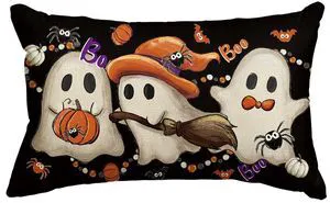Halloween Ghost Wizard Throw Pillow Cover, 12 x 20 Inch Holiday Farmhouse Spooky Bat Pumpkin Cushion Case Decoration for Sofa Couch Halloween Ghost Wizard Throw Pillow Cover, 12 x 20 Inch Holiday Farmhouse Spooky Bat Pumpkin Cushion Case Decoration for Sofa Couch
