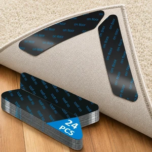 Rug Grippers 24PCS, Trapezoid Non Slip Rug Pads, Reusable Washable PU Carpet Tape, Strong Adhesive Rug Corner Tape for Hardwood Floors Tile Laminate Marble, Black Rug Grippers 24PCS, Trapezoid Non Slip Rug Pads, Reusable Washable PU Carpet Tape, Strong Adhesive Rug Corner Tape for Hardwood Floors Tile Laminate Marble, Black