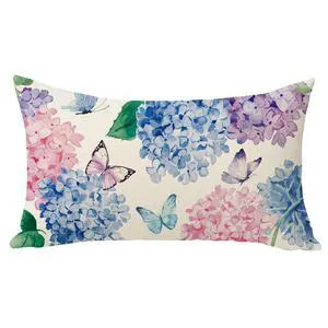 Spring Summer Hydrangea Flower Lumbar Decorative Throw Pillow Cover 12 x 20, Rectangular Watercolor Floral Butterfly Outdoor Home Decor, Plant Botanical Farmhouse Sofa Couch Cushion Case Spring Summer Hydrangea Flower Lumbar Decorative Throw Pillow Cover 12 x 20, Rectangular Watercolor Floral Butterfly Outdoor Home Decor, Plant Botanical Farmhouse Sofa Couch Cushion Case