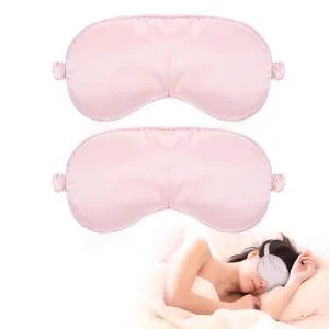 2 Pcs Sleep Mask, Pink Soft Silky Eye Cover | Satin Blindfold Elastic Strap Night Eye Shade, Eye Sleep Shade Cover, Blocks Light Reduces Puffy Eyes Gifts 2 Pcs Sleep Mask, Pink Soft Silky Eye Cover | Satin Blindfold Elastic Strap Night Eye Shade, Eye Sleep Shade Cover, Blocks Light Reduces Puffy Eyes Gifts