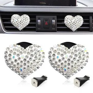 2 Pieces Bling Crystal Heart Car Vent Clips Sparkling Air Freshener and Decorative Accessories for Women Men SUV Truck (White) 2 Pieces Bling Crystal Heart Car Vent Clips Sparkling Air Freshener and Decorative Accessories for Women Men SUV Truck (White)