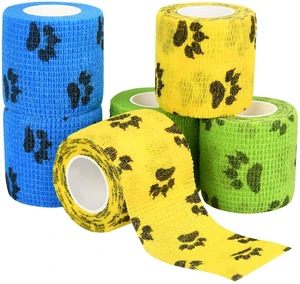 6pcs 2" Self Adhesive Bandage Wraps, Paw Prints A | for Dogs Pet Animals & Ankle Sprains & Swelling 6pcs 2" Self Adhesive Bandage Wraps, Paw Prints A | for Dogs Pet Animals & Ankle Sprains & Swelling