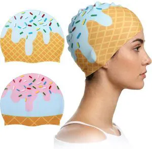 Funny Swim Cap for Women Elastic Non Slip Silicone Ice Cream Cute Swim Cap for Adult with Dimension Height 7.6, Opening 7.6, Easy Wear and Removal Suitable for Long and Short Hair(Blue) Funny Swim Cap for Women Elastic Non Slip Silicone Ice Cream Cute Swim Cap for Adult with Dimension Height 7.6, Opening 7.6, Easy Wear and Removal Suitable for Long and Short Hair(Blue)