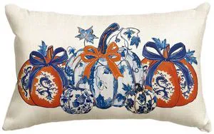 Fall Pumpkins Chinoiserie Throw Pillow Cover 12x20 Inch | Grandmillennial Blue and Orange Seasonal Autumn Thanksgiving Harvest Decoration for Sofa Couch Living Room Farmhouse Decor Fall Pumpkins Chinoiserie Throw Pillow Cover 12x20 Inch | Grandmillennial Blue and Orange Seasonal Autumn Thanksgiving Harvest Decoration for Sofa Couch Living Room Farmhouse Decor
