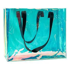 Holographic Clear Tote Bag with Black Handles Rainbow Stadium Approved pvc Beach Handbag for Women Shopping (green) Holographic Clear Tote Bag with Black Handles Rainbow Stadium Approved pvc Beach Handbag for Women Shopping (green)