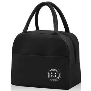 Insulated Lunch Bag for Men Women, Small Portable Reusable Lunch Cooler Tote Bag, Leakproof Thermal Lunch Box for Work Picnic Travel, Black Insulated Lunch Bag for Men Women, Small Portable Reusable Lunch Cooler Tote Bag, Leakproof Thermal Lunch Box for Work Picnic Travel, Black