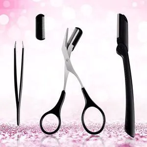 3-in-1 Eyebrow Scissors Kitfor Personal Facial Hair Removal,Multifunctional Ms. Exfoliating Beauty ToolIncludingEyebrow Comb Scissors, Hair Removal Tweezers,Eyebrow RazorBlack 3-in-1 Eyebrow Scissors Kitfor Personal Facial Hair Removal,Multifunctional Ms. Exfoliating Beauty ToolIncludingEyebrow Comb Scissors, Hair Removal Tweezers,Eyebrow RazorBlack
