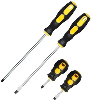 4-Piece Magnetic Screwdriver Set, 2 Phillips and 2 Slotted, Long & Stubby Blade Design, Precision 6mm Tip 4-Piece Magnetic Screwdriver Set, 2 Phillips and 2 Slotted, Long & Stubby Blade Design, Precision 6mm Tip