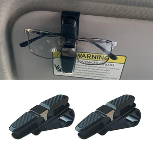 2PCS Glasses Holders for Car Sun Visor, Double-End Sunglasses Mount, 180 Degree Rotational Ticket Card Clip, Universal Auto Interior Eyeglasses Organizer Accessory for Most Cars (Black/Grey) 2PCS Glasses Holders for Car Sun Visor, Double-End Sunglasses Mount, 180 Degree Rotational Ticket Card Clip, Universal Auto Interior Eyeglasses Organizer Accessory for Most Cars (Black/Grey)