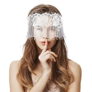 Lace Sleep Eye Mask - White Flower Embroidery See-Through Blindfold Adjustable Eyes Covers for Women Bed Night Sleeping Time Gift Lace Sleep Eye Mask - White Flower Embroidery See-Through Blindfold Adjustable Eyes Covers for Women Bed Night Sleeping Time Gift