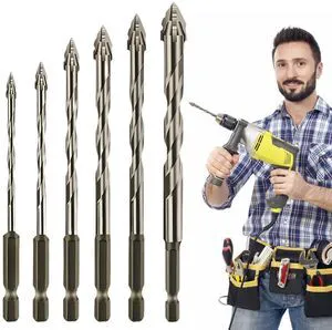 6PCS Four-Flute Sawtooth Eccentric Drill Bit, Hexagonal Shank Heavy-Duty Carbide Tip, 4 5 6 8 10 12mm High-Strength Eccentric Twist Drill Bit, for Wood/Marble/Metal/Concrete/Wall Tiles 6PCS Four-Flute Sawtooth Eccentric Drill Bit, Hexagonal Shank Heavy-Duty Carbide Tip, 4 5 6 8 10 12mm High-Strength Eccentric Twist Drill Bit, for Wood/Marble/Metal/Concrete/Wall Tiles