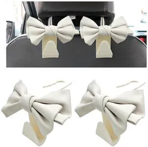 2 PCS Car Seat Headrest Hooks, Cute Bow Shaped Vehicle Backseat Purse Holder Storage Hook, Bow Knot Seat Back Hooks Hanging Organizer for Coat Umbrellas Grocery Bag (White) 2 PCS Car Seat Headrest Hooks, Cute Bow Shaped Vehicle Backseat Purse Holder Storage Hook, Bow Knot Seat Back Hooks Hanging Organizer for Coat Umbrellas Grocery Bag (White)