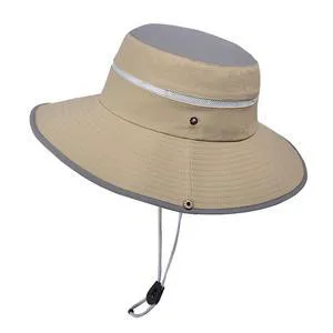Men's Fishing Hat with Fold-Up Brim - Breathable Mesh Bucket Hats for Hiking, Camping & Travel, Khaki Men's Fishing Hat with Fold-Up Brim - Breathable Mesh Bucket Hats for Hiking, Camping & Travel, Khaki