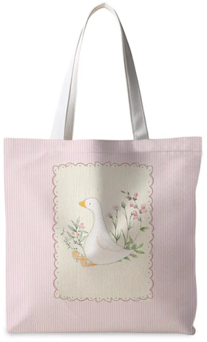 Pink Floral Goose Canvas Tote Bag, Cottagecore Botanical Goose Tote Bag for Women, Animal Lover Gifts, Aesthetic Cute Farm Animal Striped Reusable Shopping Grocery Bags Pink Floral Goose Canvas Tote Bag, Cottagecore Botanical Goose Tote Bag for Women, Animal Lover Gifts, Aesthetic Cute Farm Animal Striped Reusable Shopping Grocery Bags