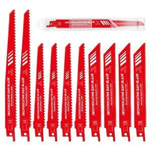10PCS Reciprocating Saw Blade Set, 6" & 8" Saw Blades with Storage Box | Carbon Steel, Saw Blades Use for Cutting Wood, Thin Metal, Drywall, Plastics & Composite Materials 10PCS Reciprocating Saw Blade Set, 6" & 8" Saw Blades with Storage Box | Carbon Steel, Saw Blades Use for Cutting Wood, Thin Metal, Drywall, Plastics & Composite Materials
