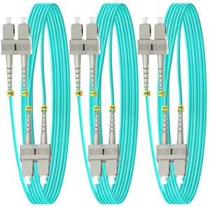 Multimode OM3 SC to SC Fiber Patch Cable, 30m/100ft, 3Pack Multi Mode, MM, MMF Duplex, Fiber Optic Cable, 10G/40G, 50/125um, Cable Diameter 2.0mm, LSZH Jacket Multimode OM3 SC to SC Fiber Patch Cable, 30m/100ft, 3Pack Multi Mode, MM, MMF Duplex, Fiber Optic Cable, 10G/40G, 50/125um, Cable Diameter 2.0mm, LSZH Jacket