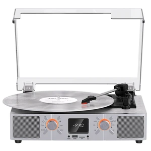VinylsLink Vinyl Record Player with Speakers, Bluetooth Turntable, 3-Speed LP Player with Auto Stop, USB/TF Playback and Recording, FM Radio, LED Display, RCA Out, AUX in, Headphone Jack, Silver VinylsLink Vinyl Record Player with Speakers, Bluetooth Turntable, 3-Speed LP Player with Auto Stop, USB/TF Playback and Recording, FM Radio, LED Display, RCA Out, AUX in, Headphone Jack, Silver