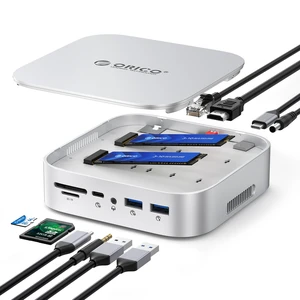 MiniRaid, Mac mini M4 Dock with Dual-Bay M.2 NVMe/SATA SSD Enclosure for Mac mini M4 Pro, Raid 0/1/PM, USB C HUB with HDMI 4K@60Hz, 10Gbps/5Gbps USB, RJ45, SD/TF, PD 60W for Creator MiniRaid, Mac mini M4 Dock with Dual-Bay M.2 NVMe/SATA SSD Enclosure for Mac mini M4 Pro, Raid 0/1/PM, USB C HUB with HDMI 4K@60Hz, 10Gbps/5Gbps USB, RJ45, SD/TF, PD 60W for Creator