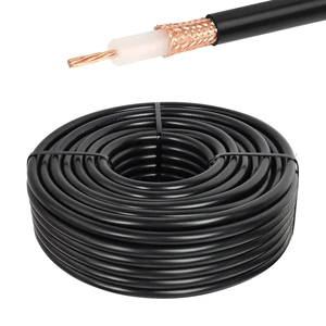 RG213 Coaxial Cable 50FT, 50 Ohm Low-Attenuation RG213 Cable Bare Copper Braid Shielding RG213 Coax Cable, Black RG213 Coaxial Cable 50FT, 50 Ohm Low-Attenuation RG213 Cable Bare Copper Braid Shielding RG213 Coax Cable, Black
