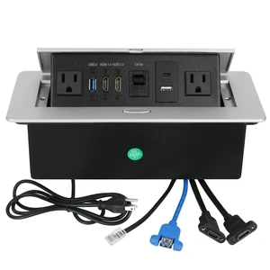 Table Pop Up Outlet, Desktop Pop Up Socket Center Countertop Socket Multimedia Strip Socket Connection Box Countertop with USB 3.0/2×AC/2×HDMI/USB-A/USB-C/LAN for Conference Desk Office(Silver-3) Table Pop Up Outlet, Desktop Pop Up Socket Center Countertop Socket Multimedia Strip Socket Connection Box Countertop with USB 3.0/2×AC/2×HDMI/USB-A/USB-C/LAN for Conference Desk Office(Silver-3)