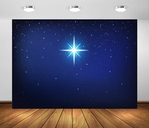 12x10ft Fabric Star Night Backdrop Holy Christmas Star Blue Starry Sky Background Christmas Nativity Scene Star of Bethlehem Jesus Birth Background Religious Christian Church Decor Photo Props 12x10ft Fabric Star Night Backdrop Holy Christmas Star Blue Starry Sky Background Christmas Nativity Scene Star of Bethlehem Jesus Birth Background Religious Christian Church Decor Photo Props