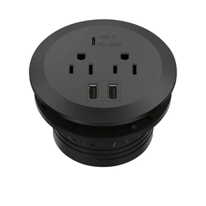 Desktop Power Grommet with 65W PD Fast Charging USB C, GaN Desk Grommet for MacBook, 2 USB-A Ports and Duplex Receptacles, 3 Diameter Power Grommet, TTRP48APD60-BK, Black Desktop Power Grommet with 65W PD Fast Charging USB C, GaN Desk Grommet for MacBook, 2 USB-A Ports and Duplex Receptacles, 3 Diameter Power Grommet, TTRP48APD60-BK, Black