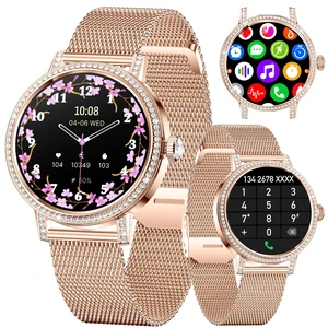 Smart Watches for Women with Diamonds Bluetooth Calls, 1.27" HD Screen Smartwatch, Fitness Tracker with Multiple Sports Modes, Heart Rate/Sleep Monitor, Android & iOS Compatible (Gold Mesh) Smart Watches for Women with Diamonds Bluetooth Calls, 1.27" HD Screen Smartwatch, Fitness Tracker with Multiple Sports Modes, Heart Rate/Sleep Monitor, Android & iOS Compatible (Gold Mesh)