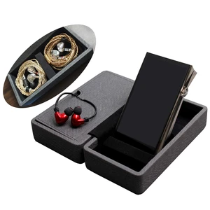 Carrying case for DAP + Earphone, Handmade Italy PU Leather Hard Standing case for 2 IEM Earphones + 1 Digital Audio Player Storage Carry Cover Box (Large Size-Black) Carrying case for DAP + Earphone, Handmade Italy PU Leather Hard Standing case for 2 IEM Earphones + 1 Digital Audio Player Storage Carry Cover Box (Large Size-Black)