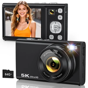 5K Digital Camera for Photography 96MP Dual Cameras with 6X Optical Zoom Autofocus Vlogging Camera for YouTube Video, Compact Point and Shoot Travel Cameras for Beginners with 64GB Card & Flash 5K Digital Camera for Photography 96MP Dual Cameras with 6X Optical Zoom Autofocus Vlogging Camera for YouTube Video, Compact Point and Shoot Travel Cameras for Beginners with 64GB Card & Flash