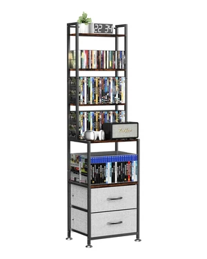 Mutli 7-Tier CD Holder Rack, DVD Storage Dispaly Shelf Grey DVD Holder, Media Shelf, Moive Room, CD Storage Tower, Grey Fabric Drawers, Modern, Large capacity Mutli 7-Tier CD Holder Rack, DVD Storage Dispaly Shelf Grey DVD Holder, Media Shelf, Moive Room, CD Storage Tower, Grey Fabric Drawers, Modern, Large capacity