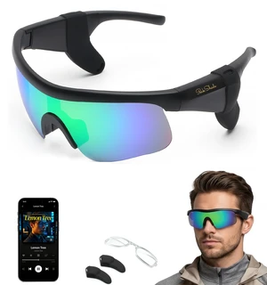 Bluetooth Sunglasses, Polarized UV400 Open-Ear Audio Glasses Smart Glasses, 8H Playtime, Hands-Free Calls, Music & Voice Control, 52g Lightweight TR90 Frame, IPX5 Waterproof Sport Fit Bluetooth Sunglasses, Polarized UV400 Open-Ear Audio Glasses Smart Glasses, 8H Playtime, Hands-Free Calls, Music & Voice Control, 52g Lightweight TR90 Frame, IPX5 Waterproof Sport Fit