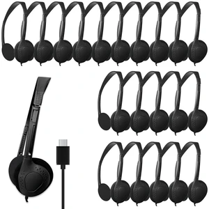 USB-C Headphones, 25-Pack, Black Bulk Pack, Suitable for Classroom & School, For Children & Teenagers, Compatible with Pad & Smartphones USB-C Headphones, 25-Pack, Black Bulk Pack, Suitable for Classroom & School, For Children & Teenagers, Compatible with Pad & Smartphones