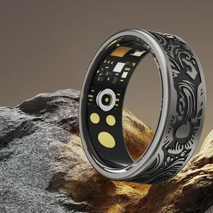 Smart Ring - Fitness Tracker with Sleep Monitor, Pedometer & 20+ Exercise Modes, IP68 Waterproof, USB Rechargeable, Stainless Steel Retro-Fashion (Black) (8#18.2mm) Smart Ring - Fitness Tracker with Sleep Monitor, Pedometer & 20+ Exercise Modes, IP68 Waterproof, USB Rechargeable, Stainless Steel Retro-Fashion (Black) (8#18.2mm)